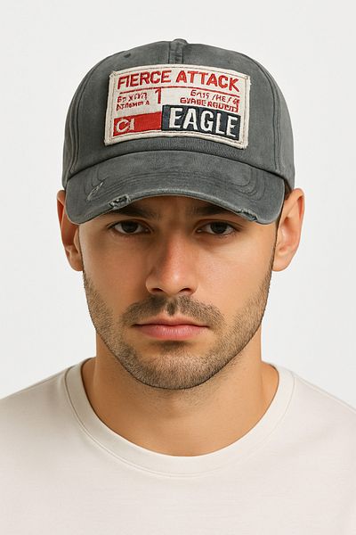 CosmoOutlet Fierce Attack Embroidered Black Distressed Adjustable Vintage Baseball Cap Unisex Hat