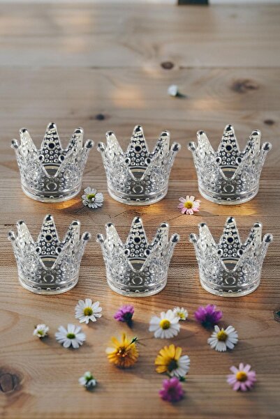 Open Home Concept 6'lı Set Kristal Taç Mumluk, Küllük Şeffaf