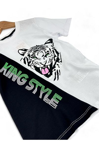 Egelite Boy 5-6-7-8-9 Years Old King Printed Shorts Summer Bottom Top Set