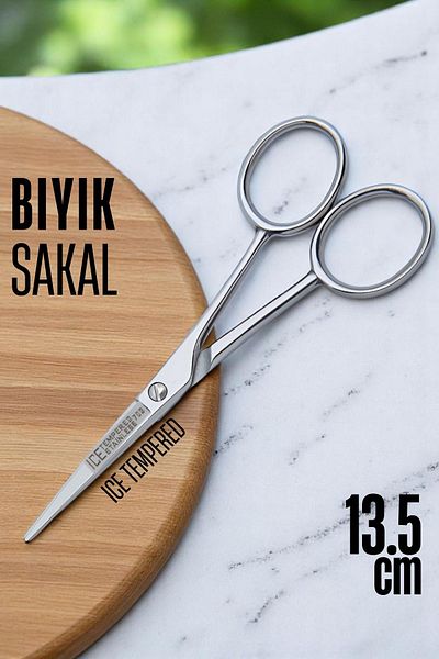 Transformacion Ice Tempered Cobalt Steel 702 Mustache Scissors - Mustache Beard Trimming Scissors Hairdresser Scissors 13.5 cm