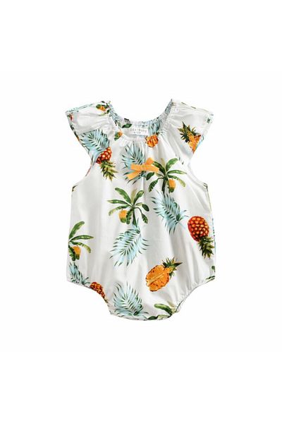 Superbaby White puffy jumpsuit - Exotic fruits