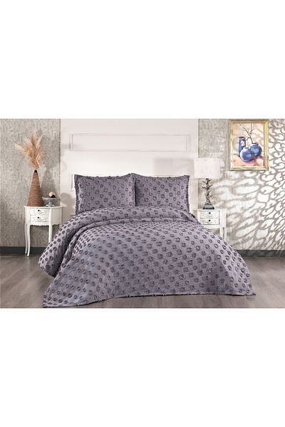 Sivalde Hayal Anthracite Double Chenille Pique Set