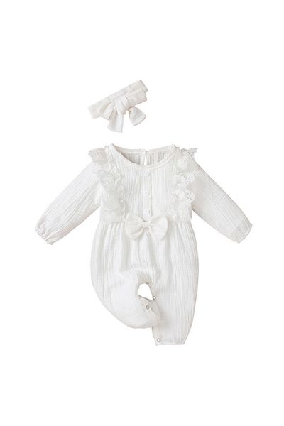 Superbaby White jumpsuit with long sleeves made of finet