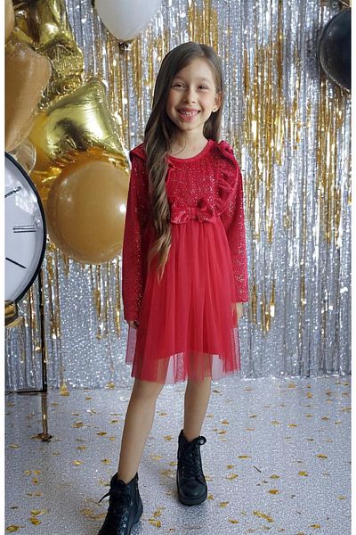 QUB CLUB Girl's Velvet Sequin Birthday, Party, Wedding Dress, You Can Get 1 Size Larger