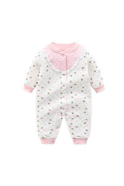 Superbaby Salopeta alba imprimata cu capsuni