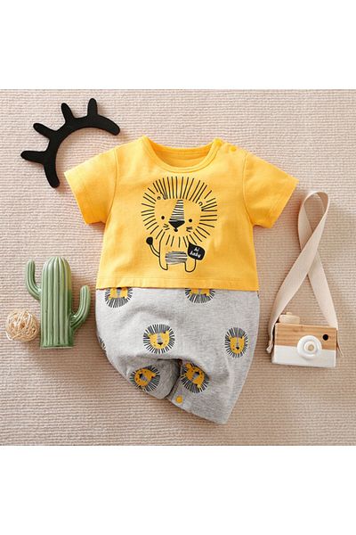Superbaby Salopeta galbena pentru bebelusi - Lion