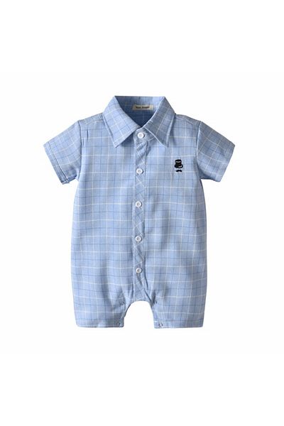 Superbaby Salopeta bleu cu dungulite albe pentru baietei
