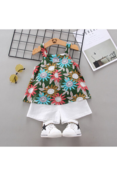 Superbaby Costume for girls - Colorful flowers on a green background