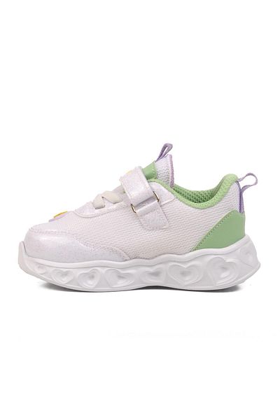 WALKWAY Pantofi sport pentru copii din material textil alb-verde Ruffon 2520 B