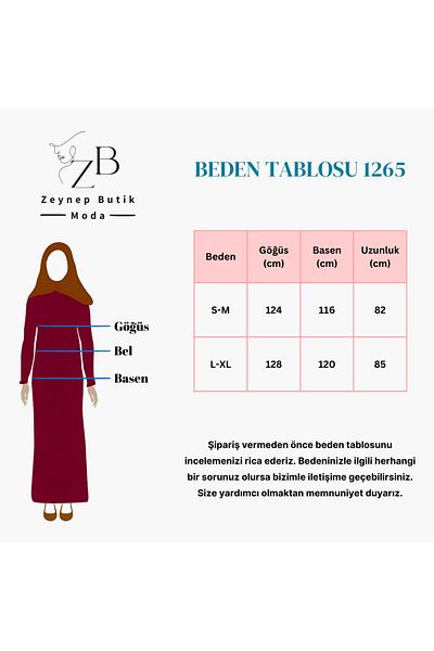 Zeynep Butik Organic Cotton Soft Crew Neck Above Knee Comfortable Fit Sleeves Elastic Hijab Tunic 30644 126