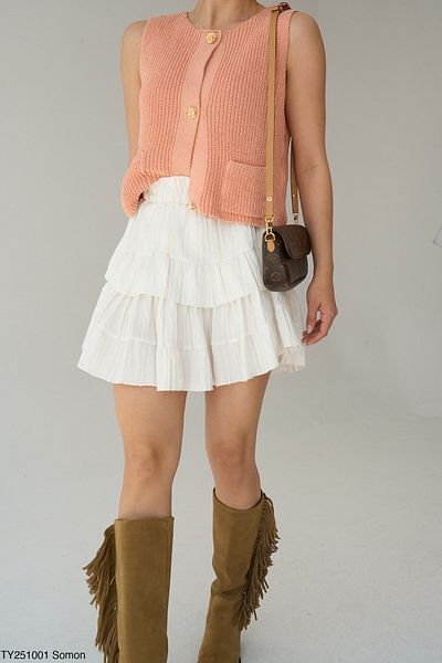 Jose Clothing Women's Premium Yarn Gold Button Detail Vest