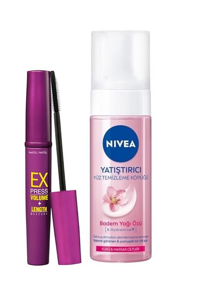 Pastel Express Volume + Length Mascara - Mascara + Nivea-Soothing Face Washing Foam 150ml