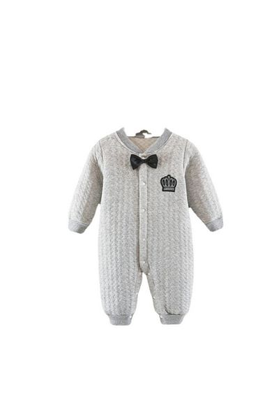 Superbaby Elegant gray jumpsuit with black bow tie