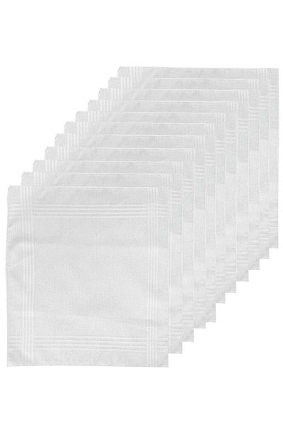 Elif Mira Pack of 12 Classic Pocket Gift Eid Handkerchief 100% Cotton 30X30 cm