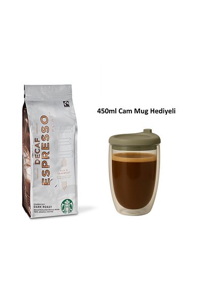Starbucks ®   250 g Decaf Espresso Core Coffee + Glass Mug Gift 450ml