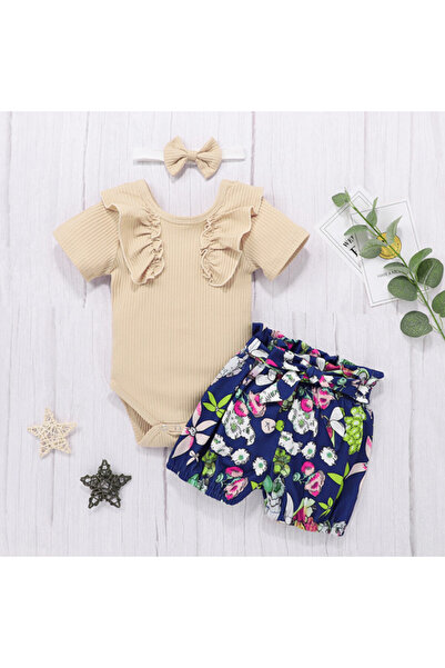 Superbaby Costume with cream bodysuit and shorts with colorful designs