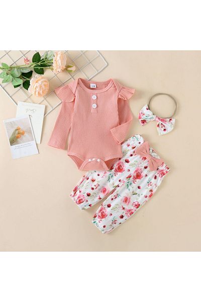 Superbaby Compleu pentru fetite cu body roz somon - Sunny
