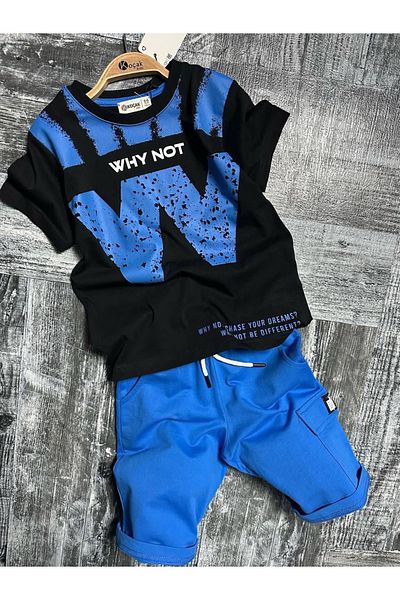 öykümgaleria Boy's Summer Top and Bottom Set with Shorts