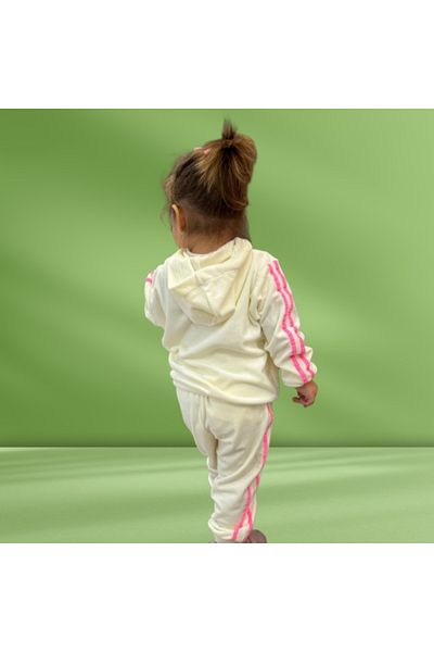 Superbaby Trening ivoire din catifea pentru fetite - Dungi roz