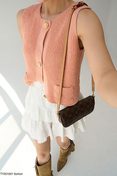 Jose Clothing Women's Premium Yarn Gold Button Detail Vest