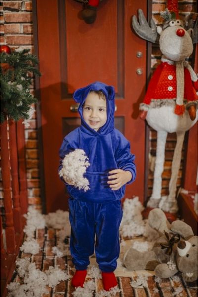 Superbaby Trening albastru din catifea pentru bebelusi - Urechiuse