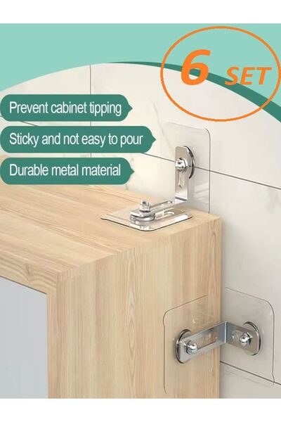 Özasya AVM 6 ADET Kendinden Yapışkanlı Dolap Raf Mobilya Sabitleme Aparatı