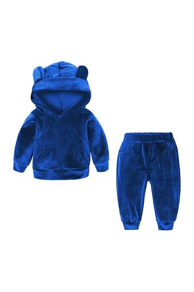 Superbaby Trening albastru din catifea pentru bebelusi - Urechiuse