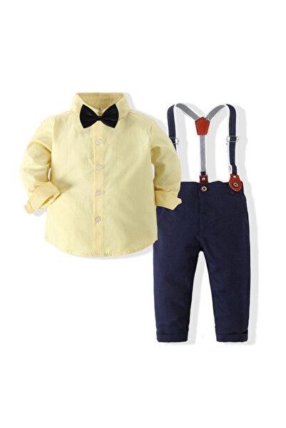 Superbaby Costum pentru baietei cu papion si camasuta galbena