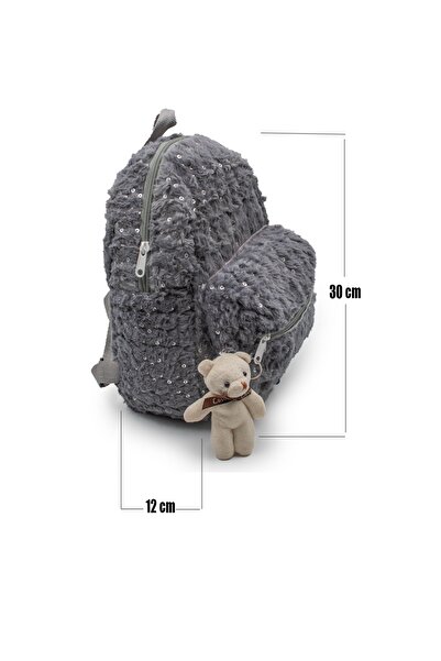 İnciAkfırat Plush Teddy Bear Keychain Front Pocket Handy Backpack