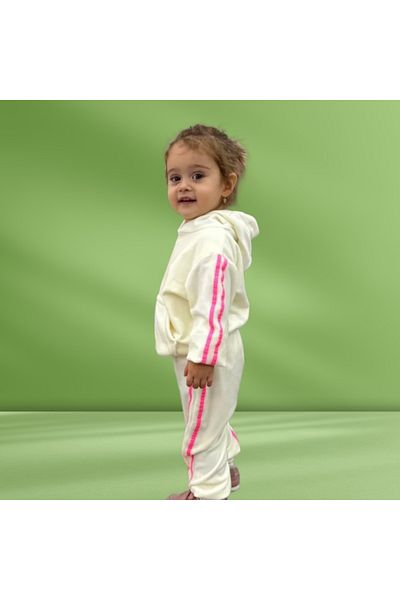 Superbaby Trening ivoire din catifea pentru fetite - Dungi roz