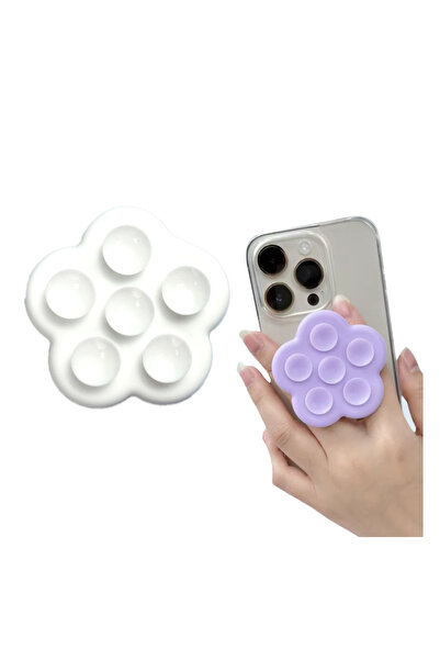 Buççin Beyaz Telefon Arkası Yapışkanı Çiçek Desenli Telefon Arkası Tutucu Dayanıklı Yapışkanlı Popsockets