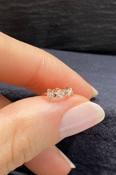 La femme by begum Beyaz Taşlı Ve Taşsız Mini Kalp Rose Gümüş Halka Piercing,helix,tragus, Kıkırdak Küpesi