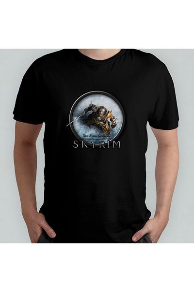 Pixxa The Elder Scrolls V Skyrim Unisex 100% βαμβακερό μπλουζάκι με λαιμόκοψη μοντέλο 6