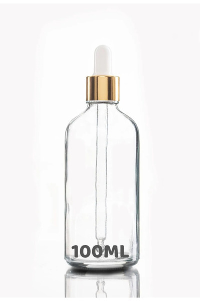 makrobay 100 Ml Damlalıklı Gold Metal Başlıklı Şeffaf Cam Şişesi 10 Adet
