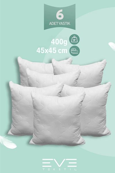 Eve Tekstil 6 buc. Perna pătrată Diamant Plus Pernă din fibre de silicon antialergice lavabile 40x40cm 400 gr