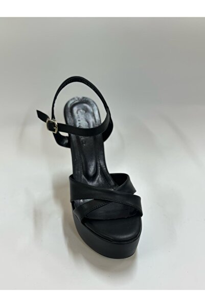 LINASHOES07 SİYAH İTHAL DERİ TOPULU KADIN AYAKKABISI