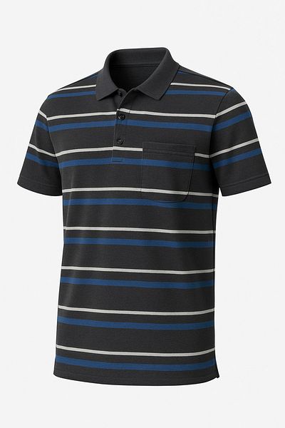 FATELLA Men's Father Model Polo Collar Combed Cotton Line Patterned Tshirt Father's Day