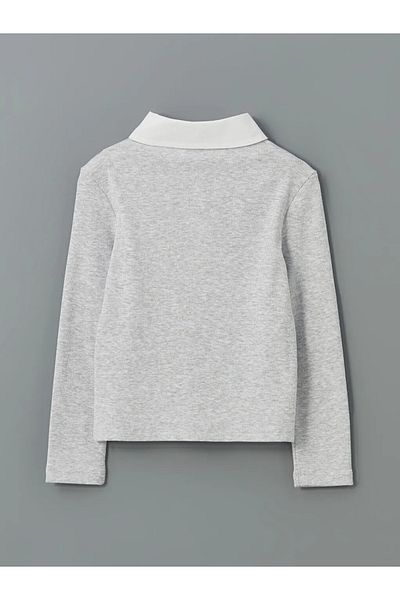 LC Waikiki Lcw Kids Gray Polo Neck Girl's Crop T-Shirt