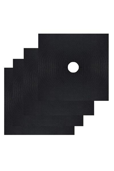 3B Trend Stove Protector Foil Fireproof Non-Stick 4-Piece Black Set