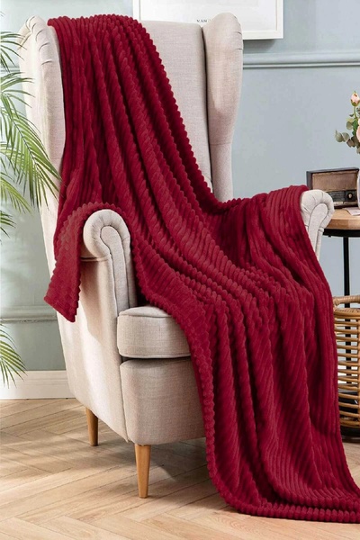 Mira Home Single Striped TV Blanket 130x180 Cm Claret Red