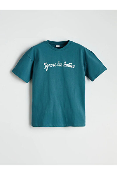 LC Waikiki تي شيرت LCW Kids Petrol Crew Neck للأولاد