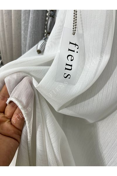 FİENS Soft Bamboo Crown - 1/2 Layer Medium Pleated Tulle Curtain, No Ironing Suitable for All Rooms