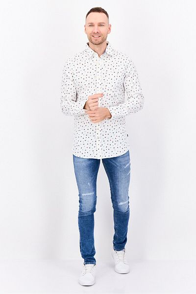 Nautica Men Slim Fit Long Sleeves Allover Print Casual Shirts, Multicolor