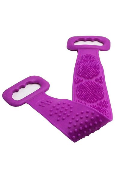 3B Trend Double Sided Bath Bath Washcloth Silicone Massage Soft Shower Washcloth Bath Scrub 70 Cm - Purple