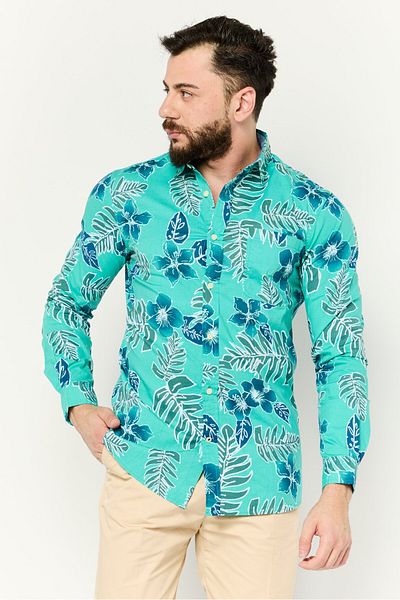 Nautica Men Slim Fit Floral Print Long Sleeve Casual Shirts, Multicolor