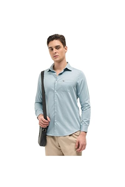The Bear House Men's Light Blue Tailored Fit Solid Formal Shirt for Every Occ...