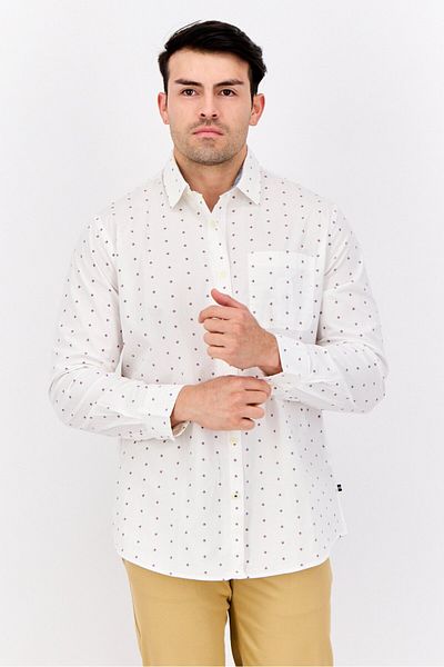 Nautica Men Classic Fit Long Sleeves Allover Print Casual Shirts, Multicolor