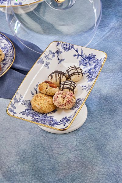 Mabeyn Footed Ceramic Chocolate Serving Presentation Plate Blue