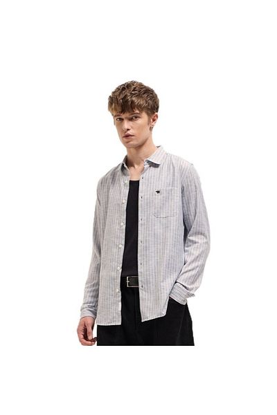The Bear House Men's Light Grey with Black Vertical Stripe Slim Fit Casual Shirt for Every Occasion