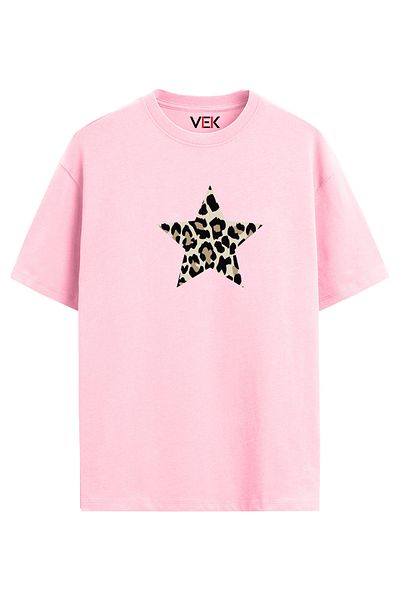 VEK Υπερμεγέθη T-Shirt με λεοπάρ μοτίβο αστέρι